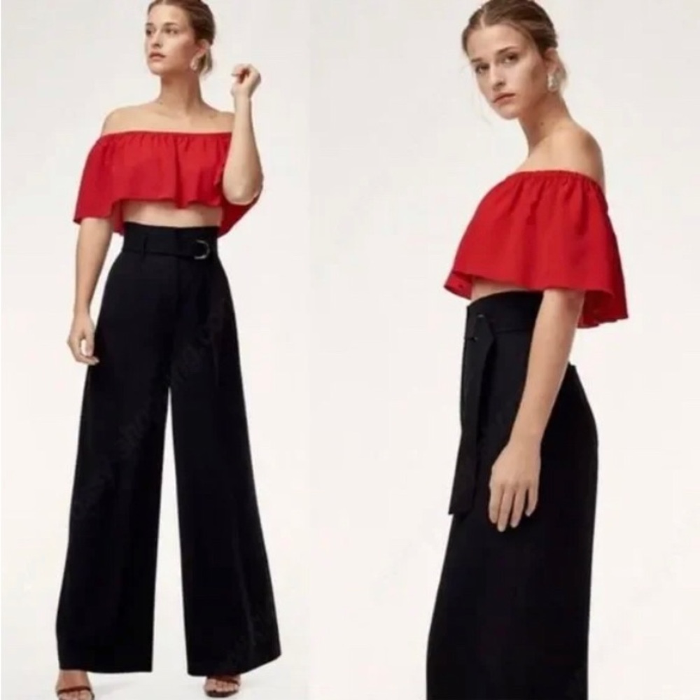 Wilfred Off-The-Shoulder Ruffle Crop Top, Size XXS
